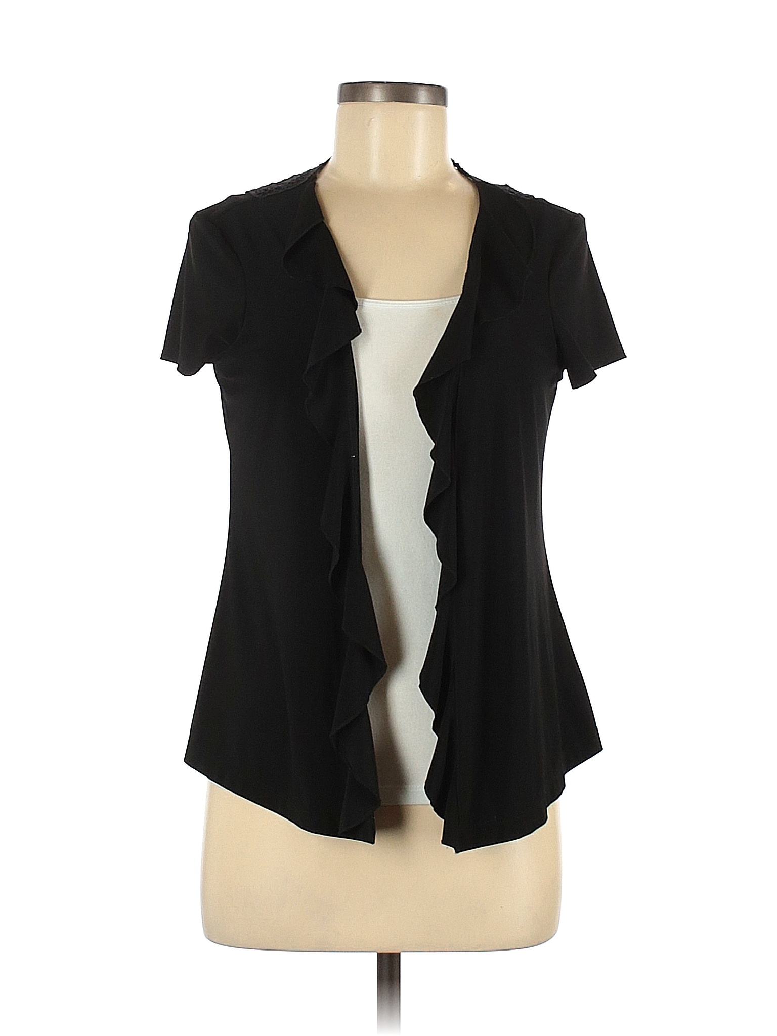 Perceptions Solid Black Cardigan Size 6 - 81% off | thredUP