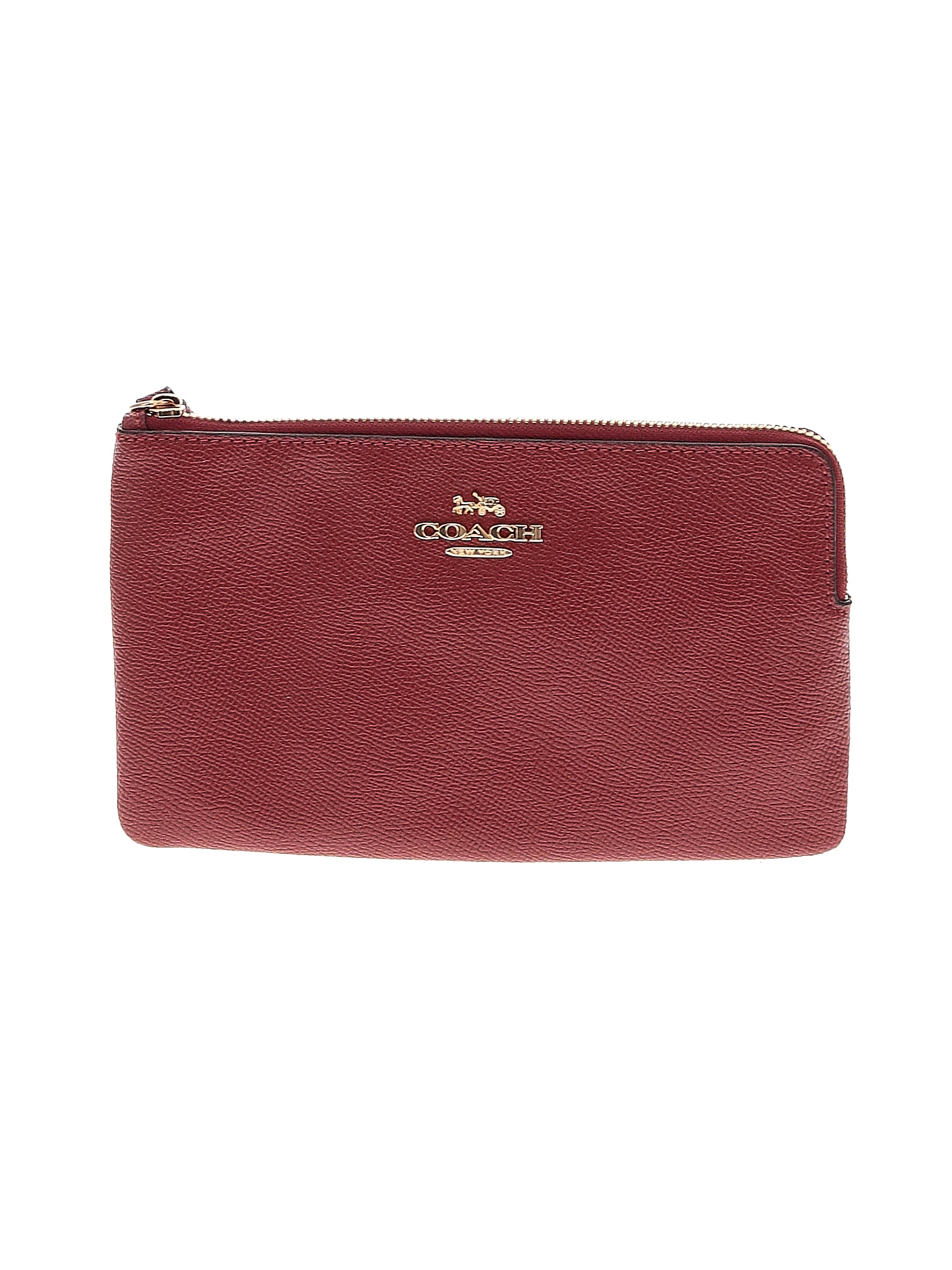 Coach Graphic Solid Maroon Burgundy Leather Wristlet One Size 68 off