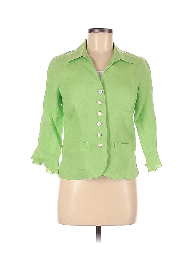 Talbots 100 Linen Solid Colored Green Blazer Size 6 86 Off Thredup