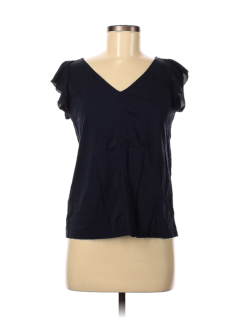 Ann Taylor Solid Black Blue Short Sleeve Blouse Size M - 84% off | thredUP