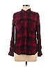 Forever 21 100% Rayon Plaid Burgundy Red Long Sleeve Button-Down Shirt Size M - photo 1
