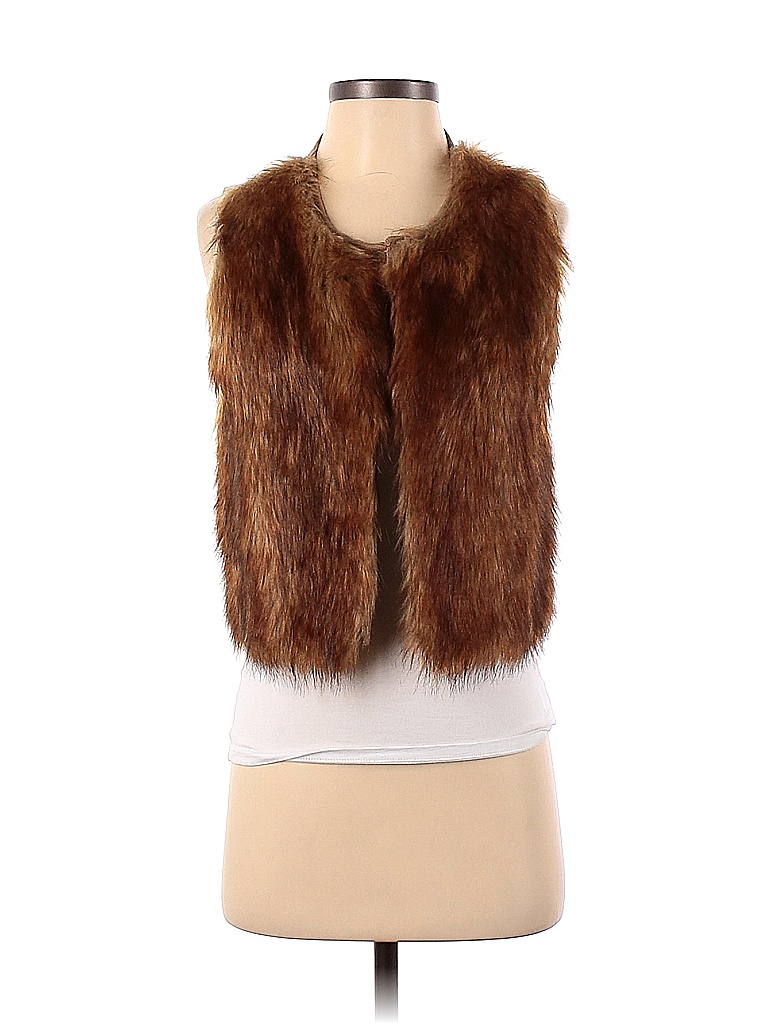 The Limited Solid Colored Brown Faux Fur Vest Size S 84 off thredUP