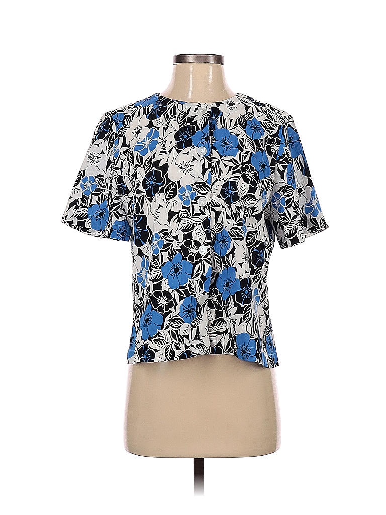 Appleseeds 100 Cotton Floral Black Short Sleeve ButtonDown Shirt Size