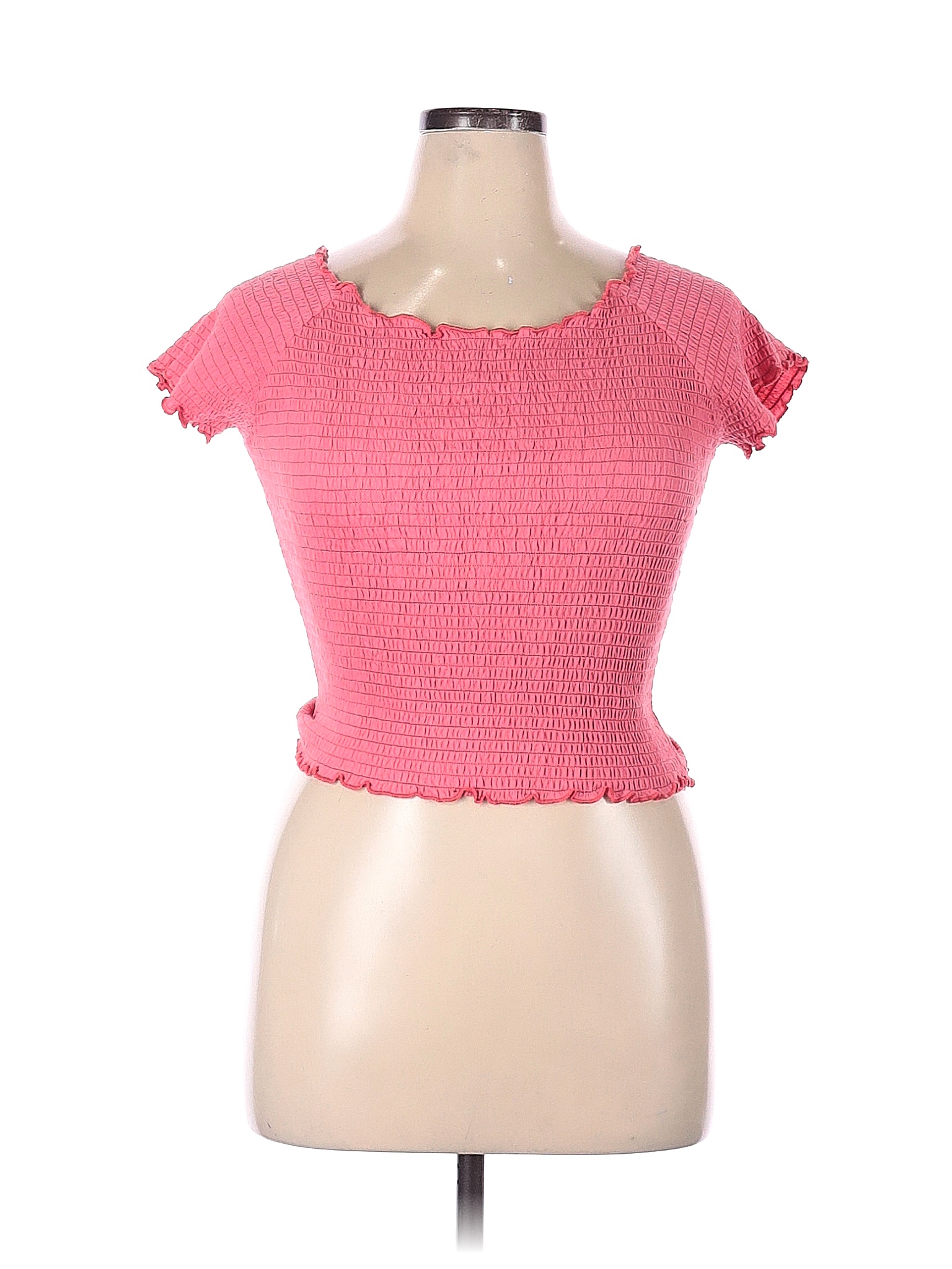 Ashley Stewart 100 Cotton Solid Pink Short Sleeve Top Size 14 Plus