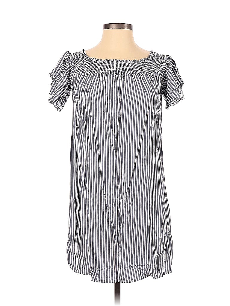 Old Navy 100% Rayon Stripes Gray Blue Casual Dress Size 2 - photo 1