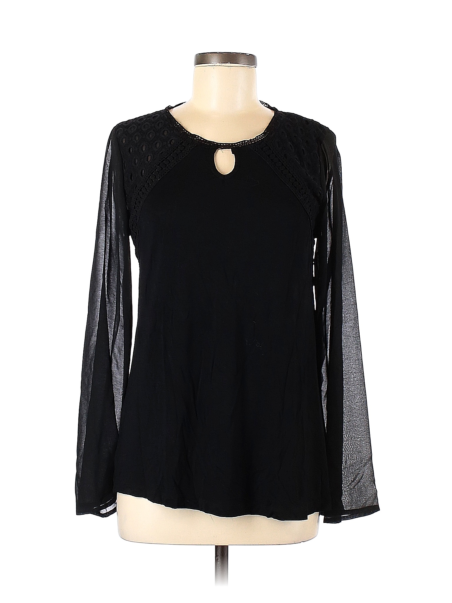 Dana Buchman Solid Black Long Sleeve Top Size M - 75% off | thredUP