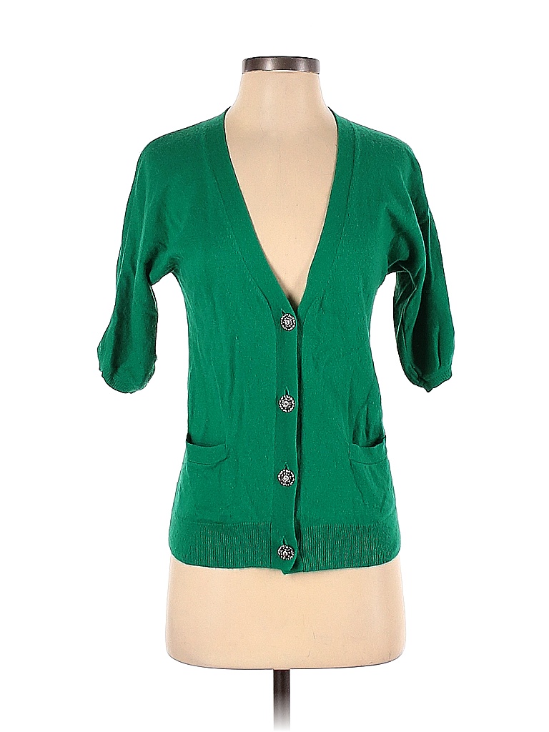 Talbots Solid Color Block Colored Green Cardigan Size Xs 92 Off