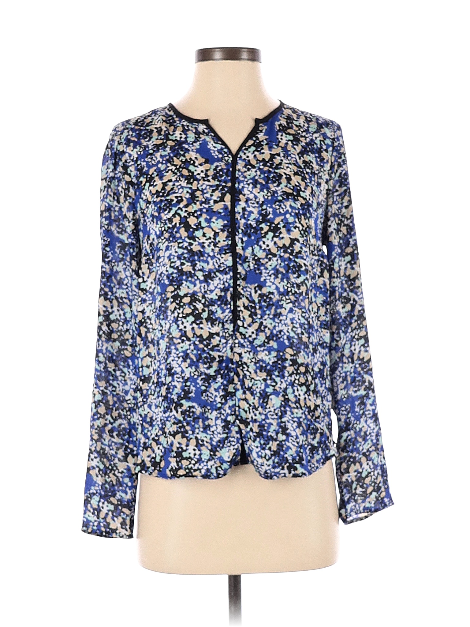 Liz Claiborne Floral Blue Long Sleeve Blouse Size S - 74% off | thredUP