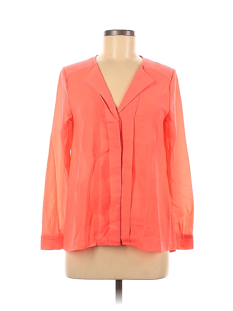 H&M 100% Polyester Orange Long Sleeve Blouse Size 6 - photo 1