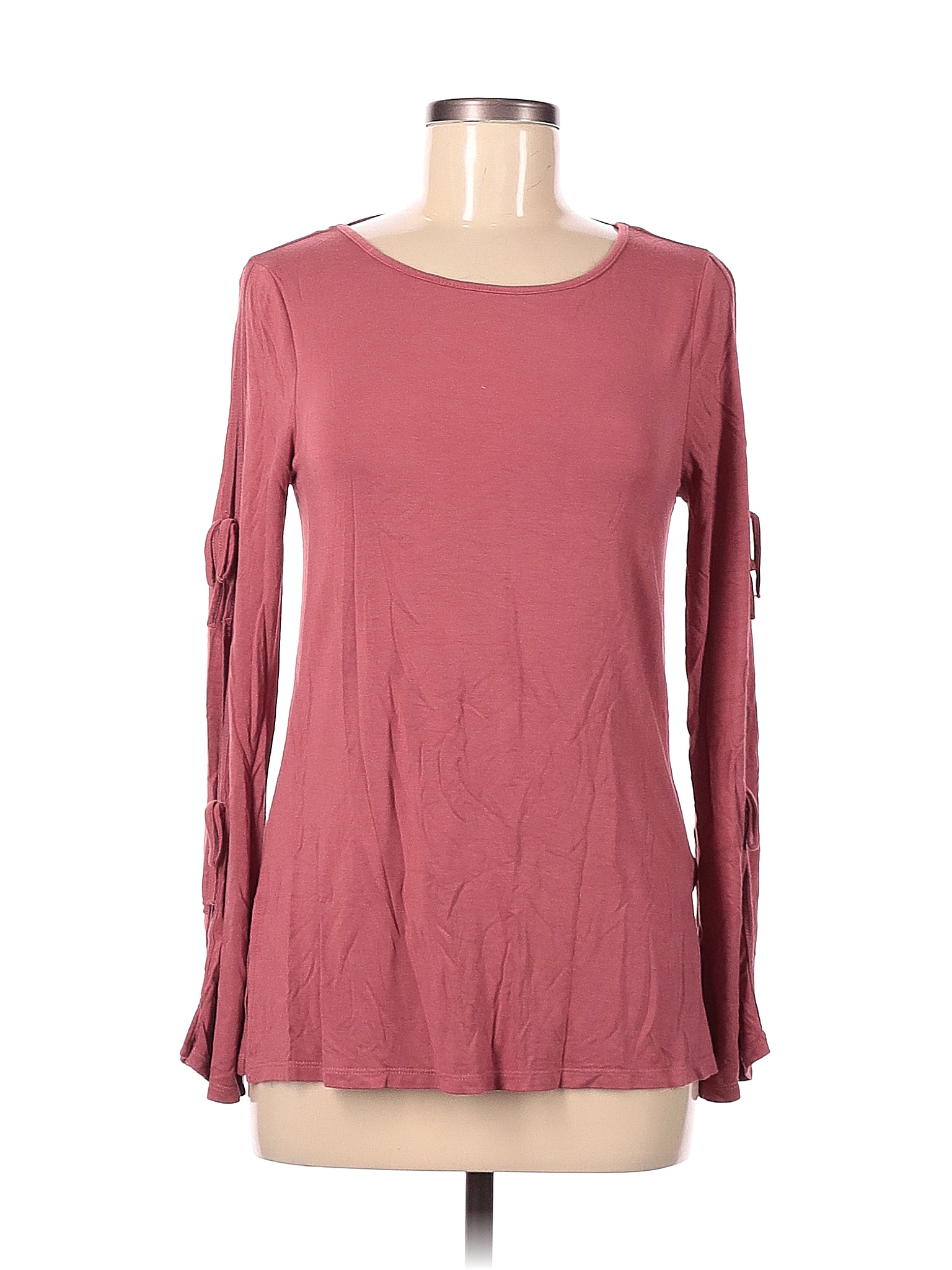 Cable & Gauge 100% Cotton Solid Colored Pink Long Sleeve Top Size M ...