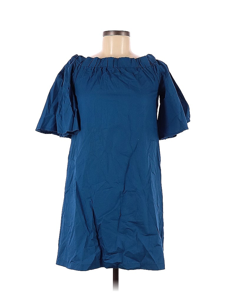 H&M 100 Cotton Solid Blue Casual Dress Size 2 78 off thredUP