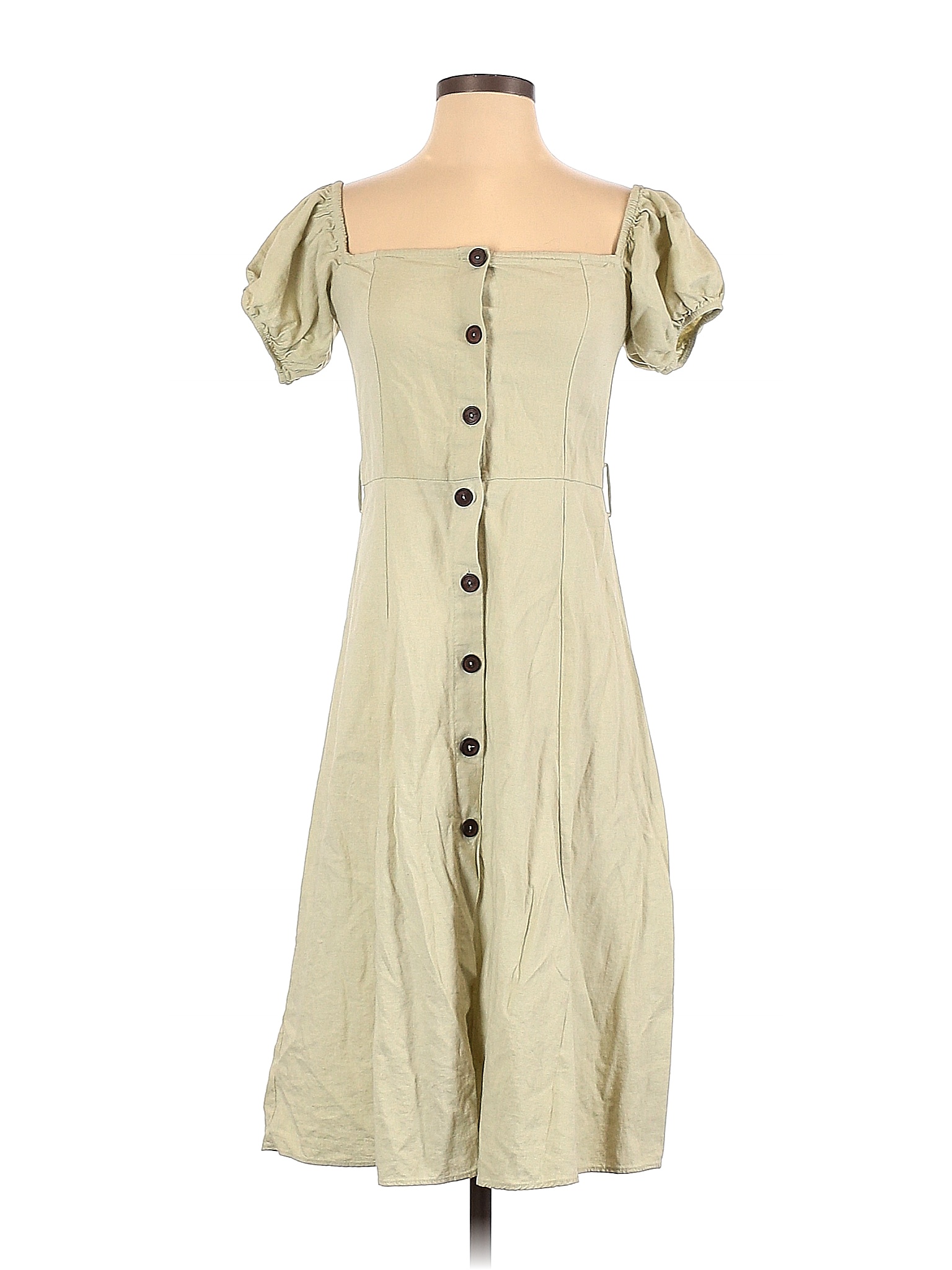 Zara Solid Tan Green Casual Dress Size XS 42 off thredUP