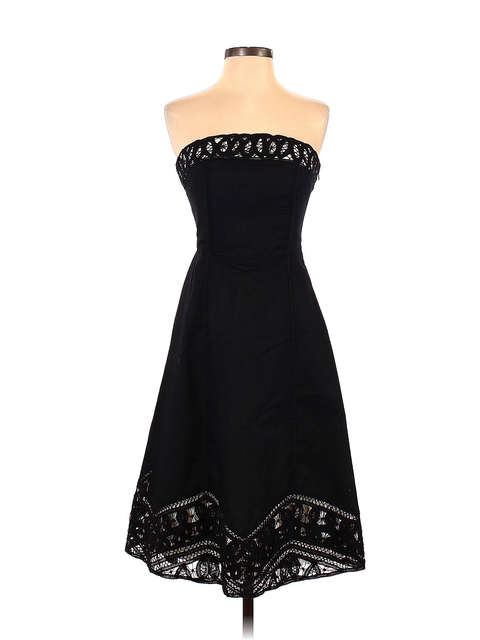 White House Black Market 100% Cotton Solid Black Cocktail Dress Size 0 ...