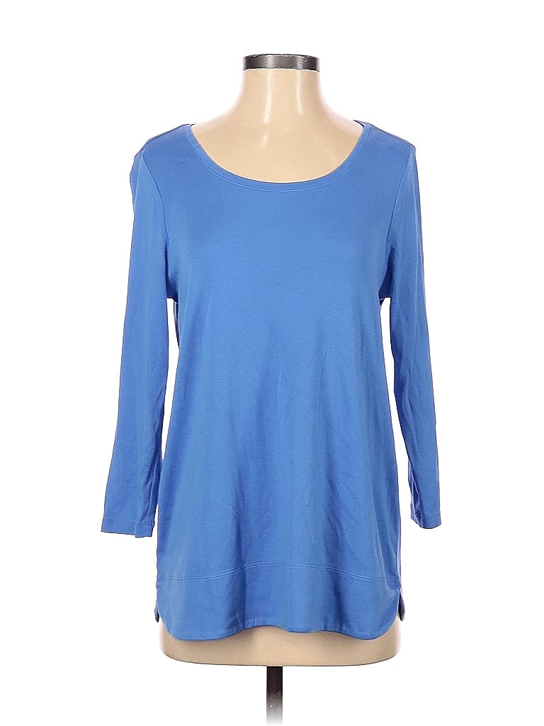 J.Jill 100% Cotton Solid Blue Long Sleeve T-Shirt Size S - 64% off ...