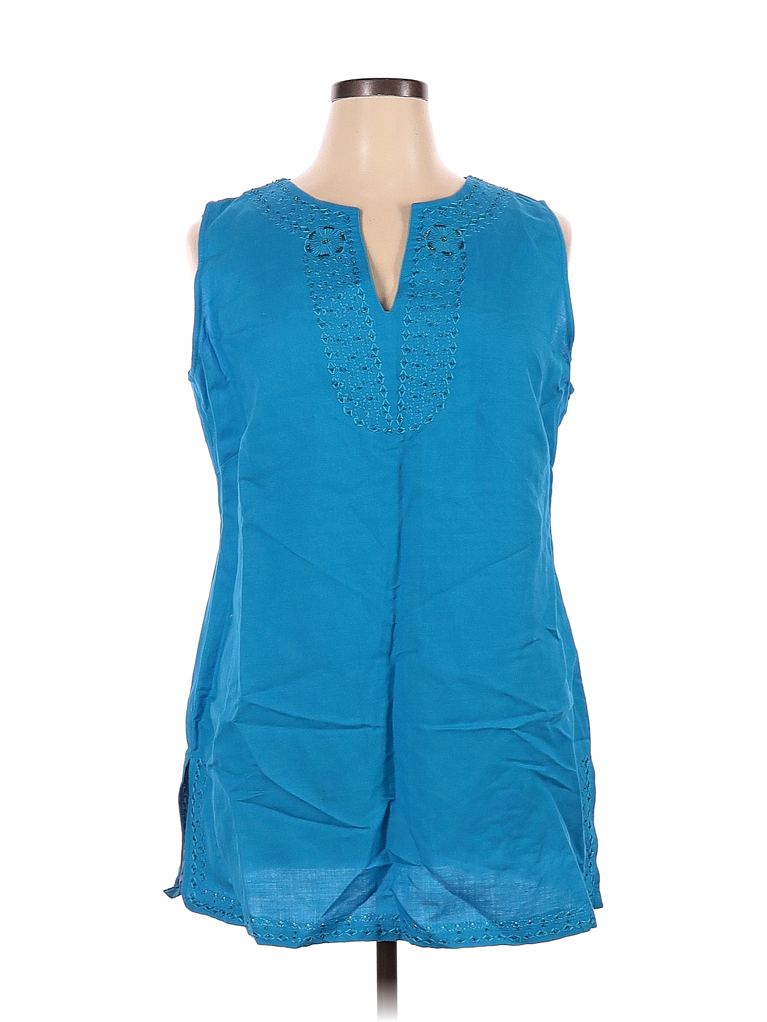 Ashley Stewart Solid Teal Blue Sleeveless Blouse Size 14 (Plus) 71 off thredUP