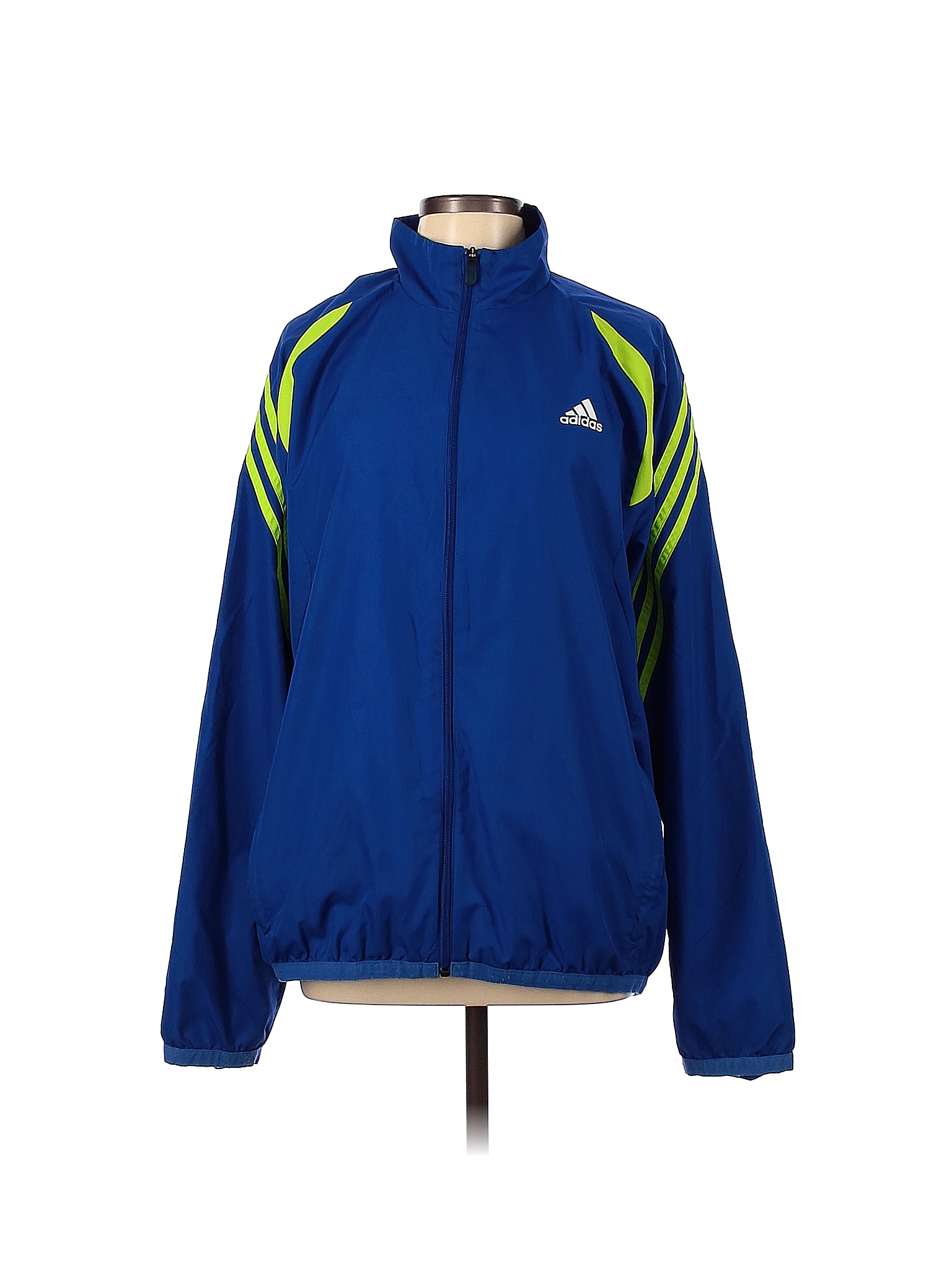 Adidas 100 Polyester Solid Color Block Blue Windbreaker Size L 82