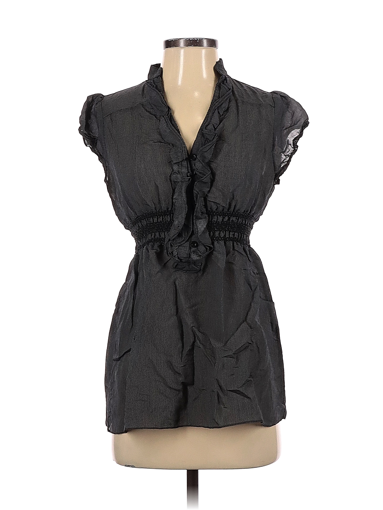 New balloon sleeve brown cryptic poetry cotton blouse ... /XL