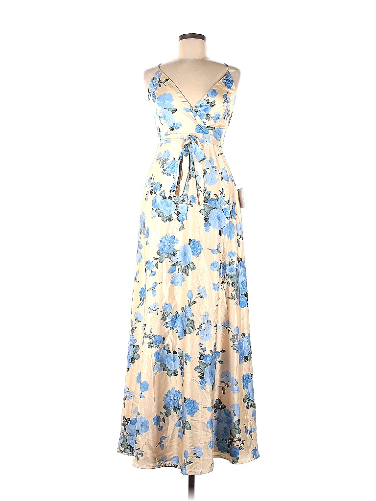 Lulus 100 Polyester Floral Colored Tan Cocktail Dress Size M 43 off