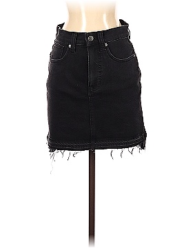 Madewell Step-Hem Jean Skirt in Washed Black (view 1)