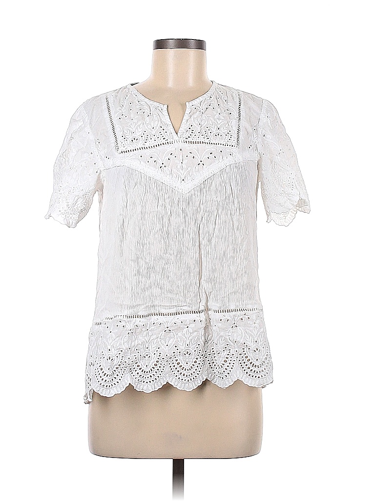 Knox Rose 100% Cotton Solid White Short Sleeve Blouse Size M - 42% off ...