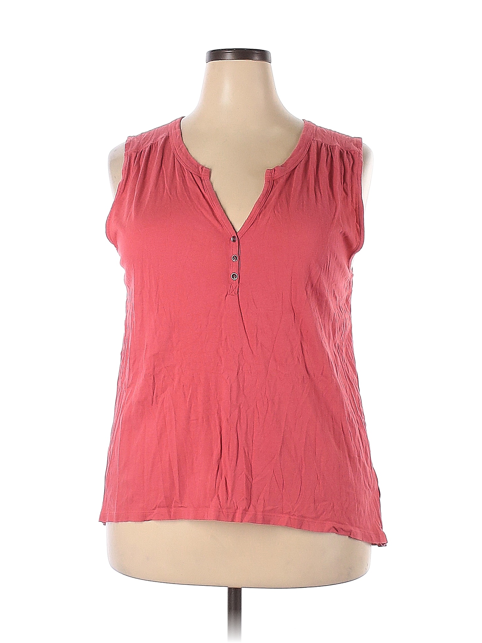 Gap Outlet Solid Pink Sleeveless Henley Size Xxl 69 Off Thredup