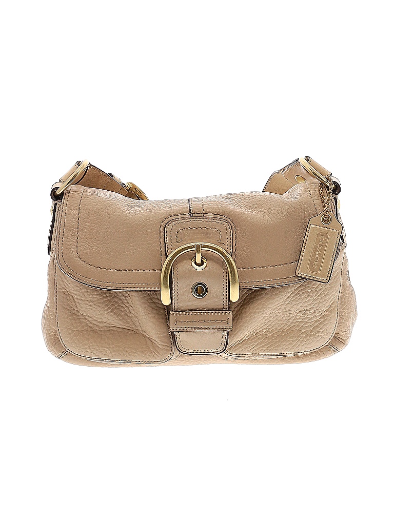 Coach 100 Leather Solid Tan Leather Shoulder Bag One Size 78 off