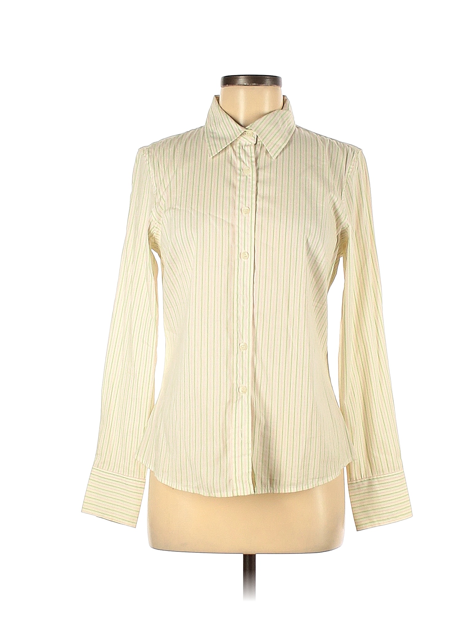 IZOD Stripes Ivory Long Sleeve Button-Down Shirt Size M - 83% off | thredUP