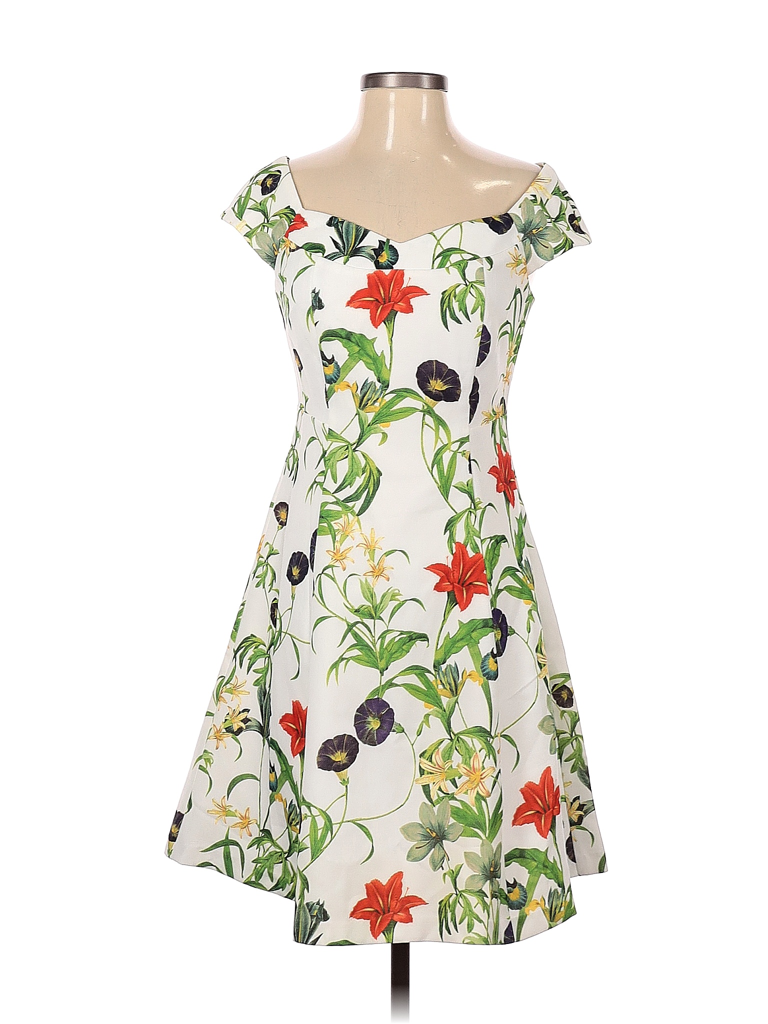 Forever 21 Contemporary 100% Polyester Floral White Casual Dress Size ...