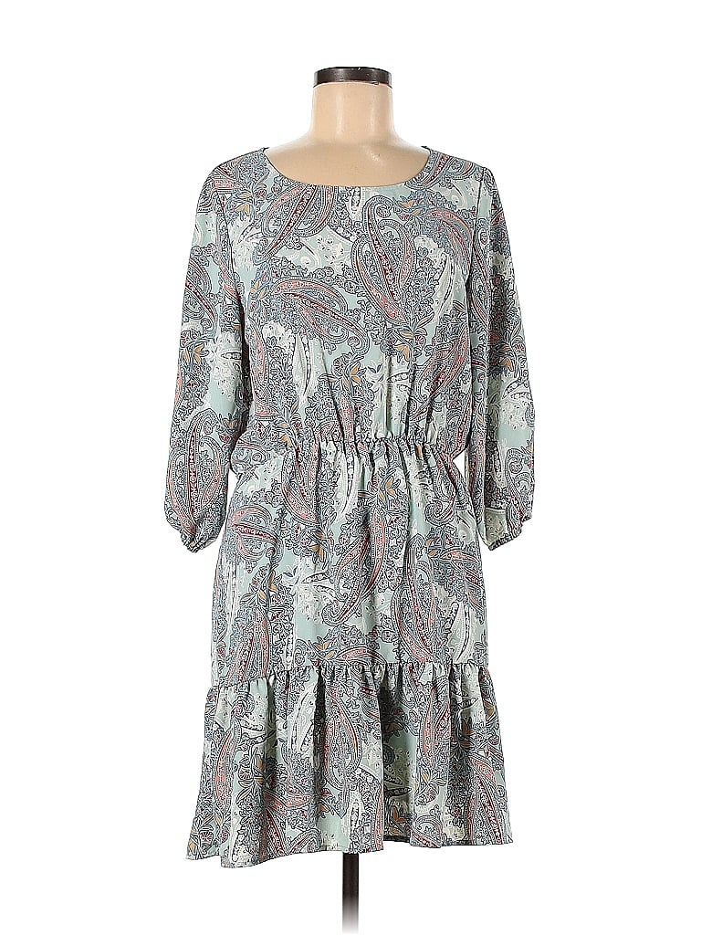 Jane and Delancey 100% Polyester Paisley Multi Color Teal Casual Dress ...