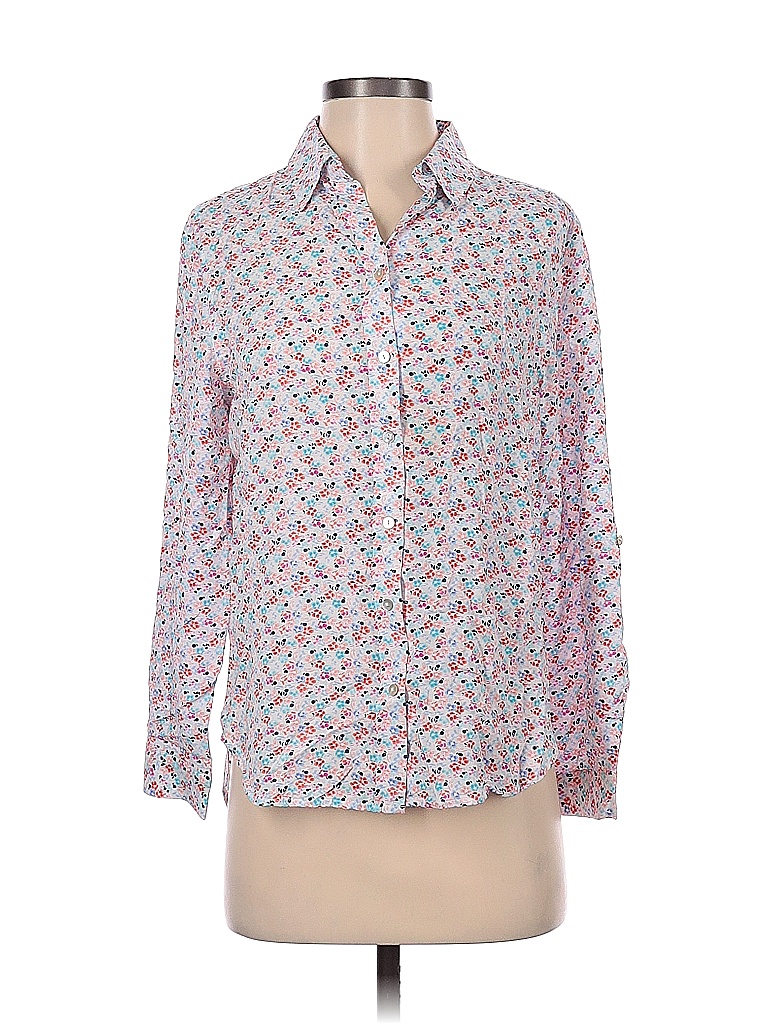Jane and Delancey 100 Rayon Floral Pink Long Sleeve ButtonDown Shirt