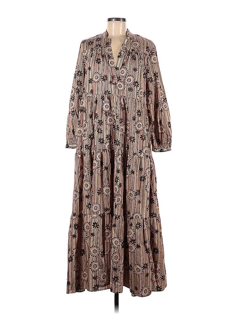 Zara 100 Cotton Floral Tan Casual Dress Size M 34 off thredUP