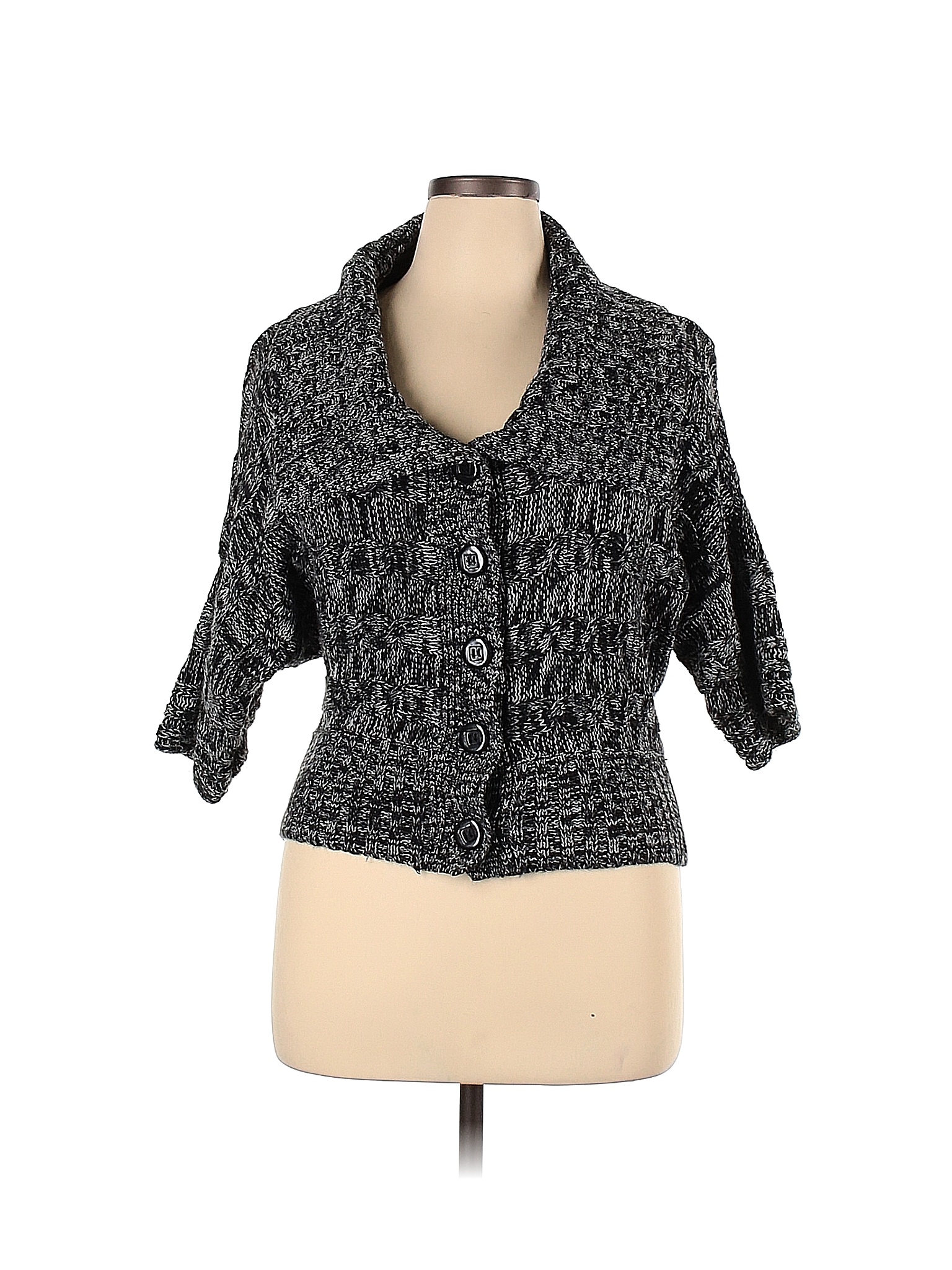 Say What? 100% Acrylic Color Block Marled Black Cardigan Size XL - 78% ...