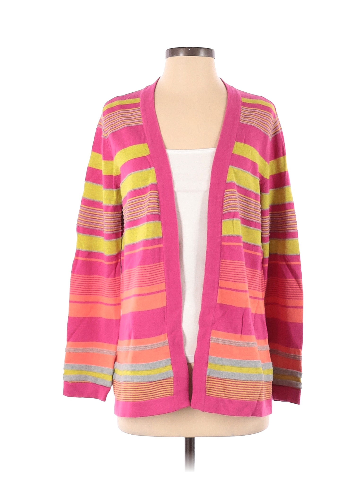 Koret Stripes Color Block Multi Color Pink Cardigan Size S 87 Off