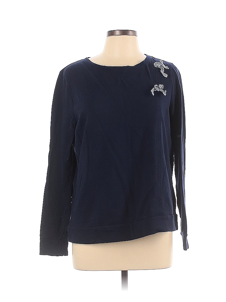 Crown & Ivy 100% Cotton Solid Colored Blue Sweatshirt Size L - 72% off ...