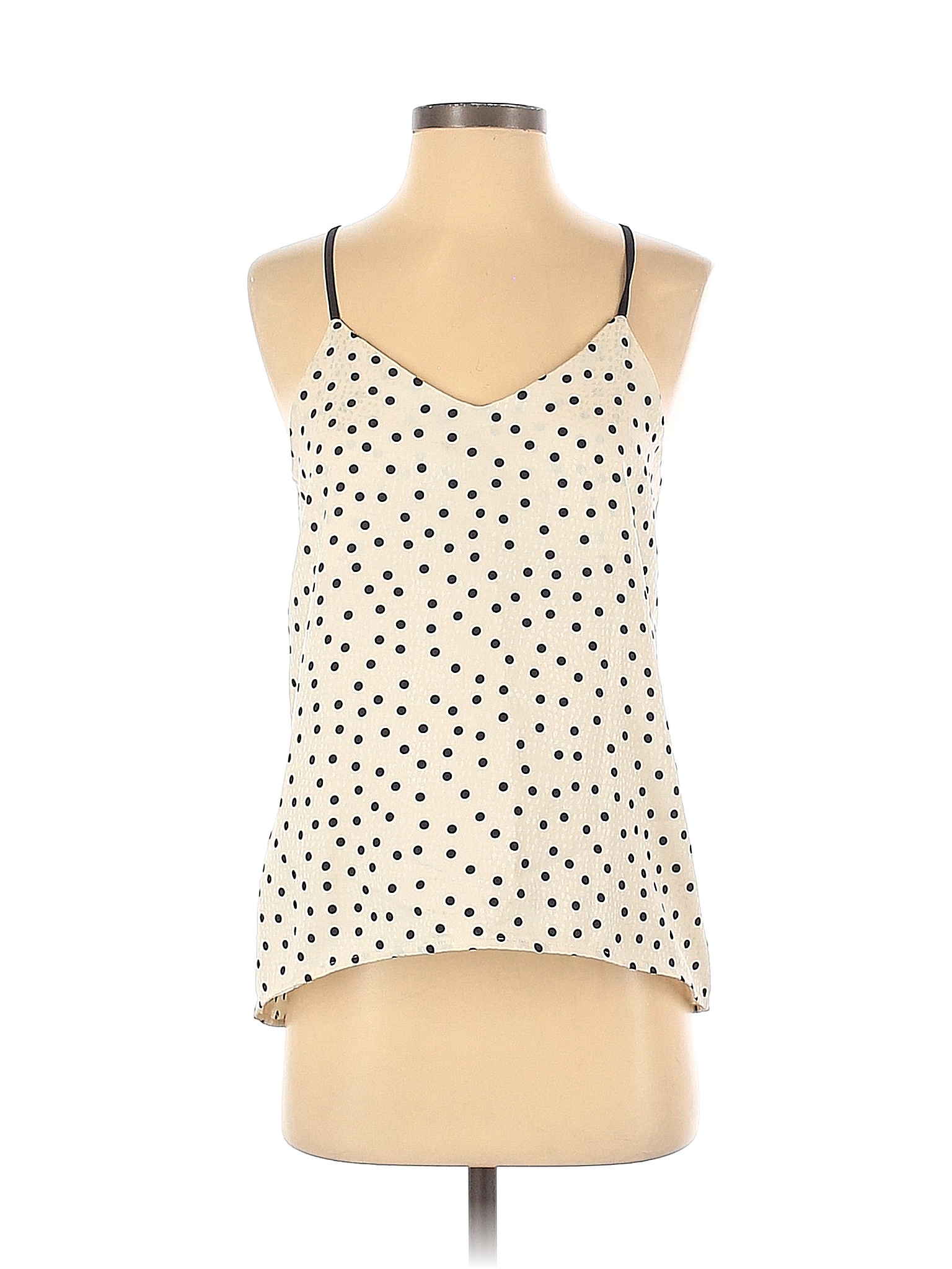 The Limited 100 Polyester Polka Dots Ivory Sleeveless Blouse Size S