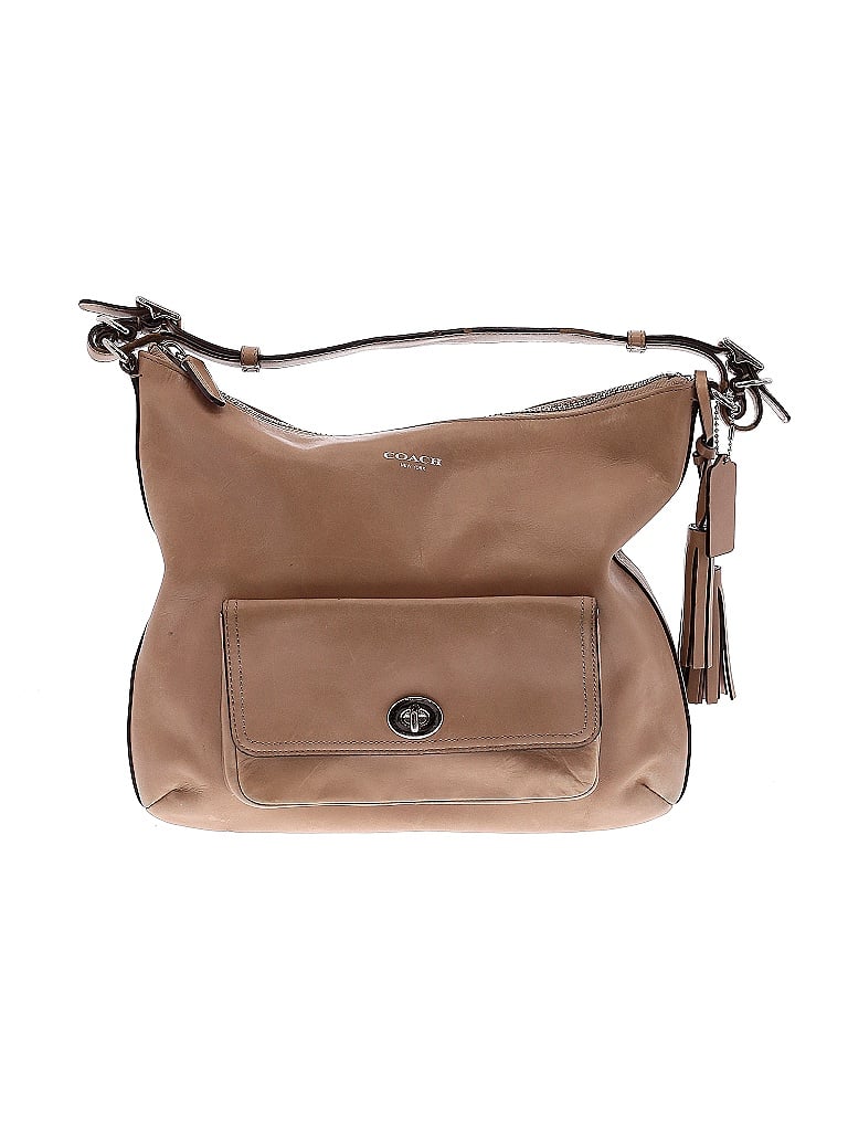Coach 100 Leather Solid Brown Tan Leather Shoulder Bag One Size 78