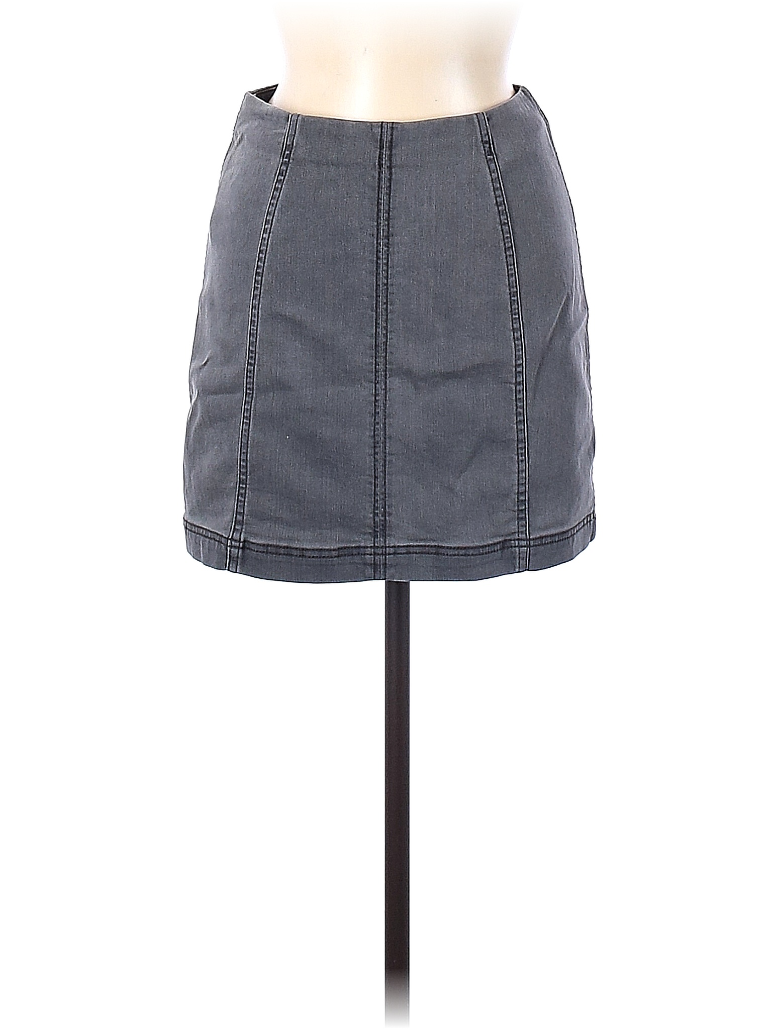 Free People Solid Gray Denim Skirt Size 6 84 off thredUP