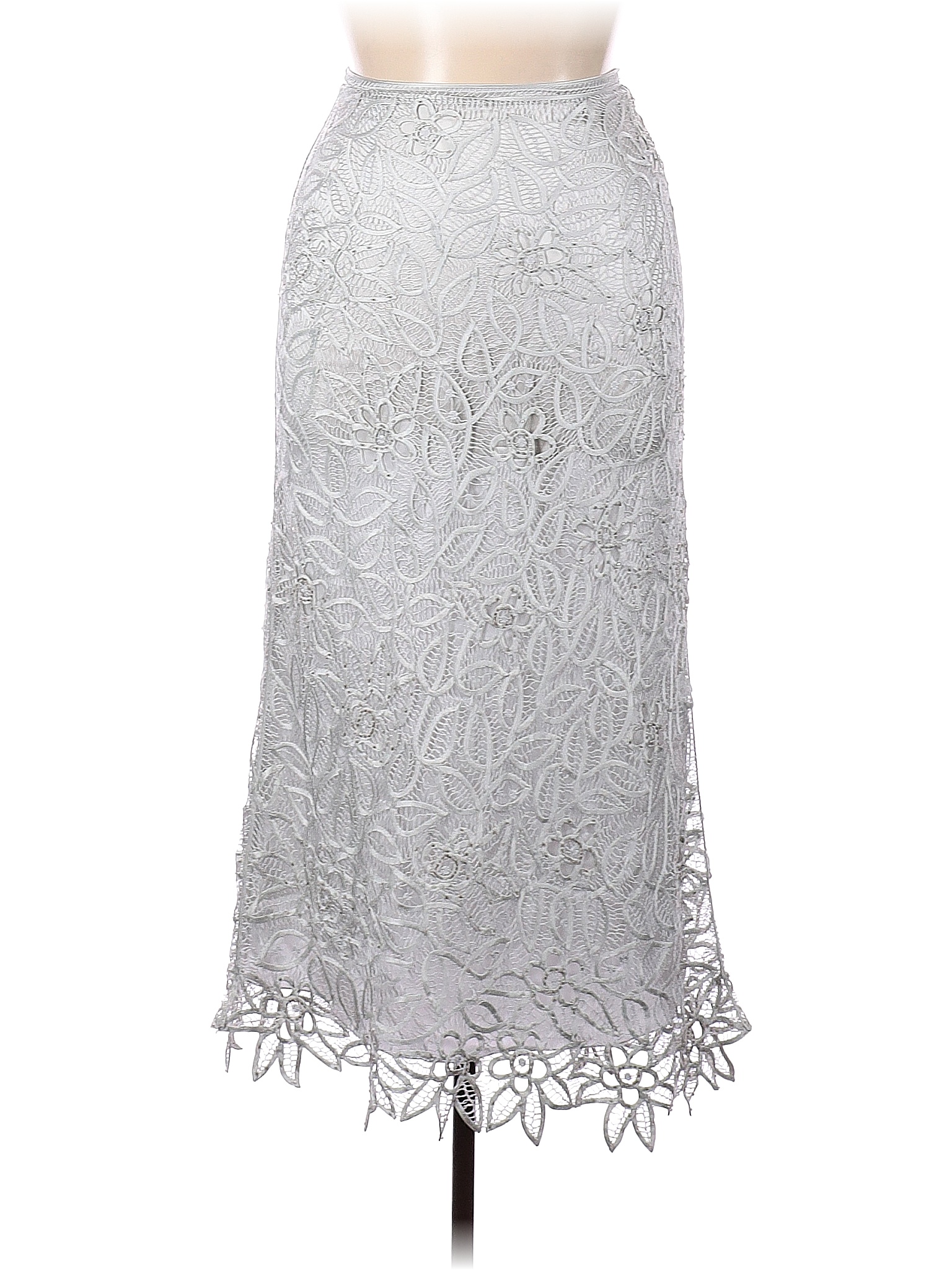 Silken Poetry 100% Silk Floral Gray Silk Skirt Size XL - 43% off | thredUP