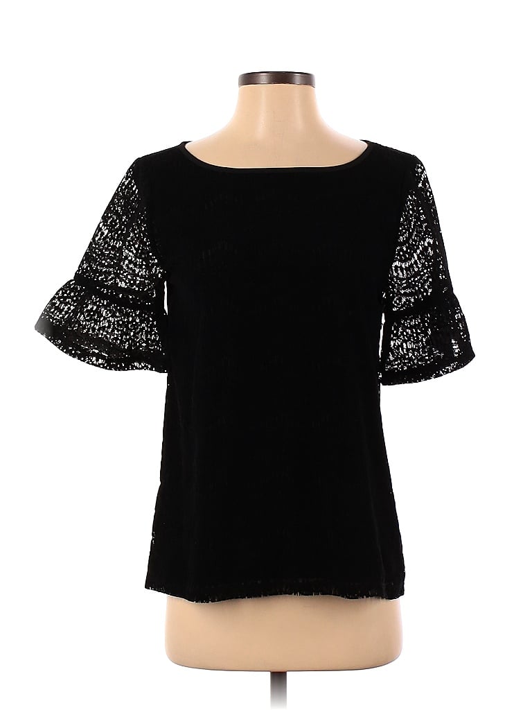 Pre-owned Ann Taylor Loft Short Sleeve Top Black Square Neckline Tops