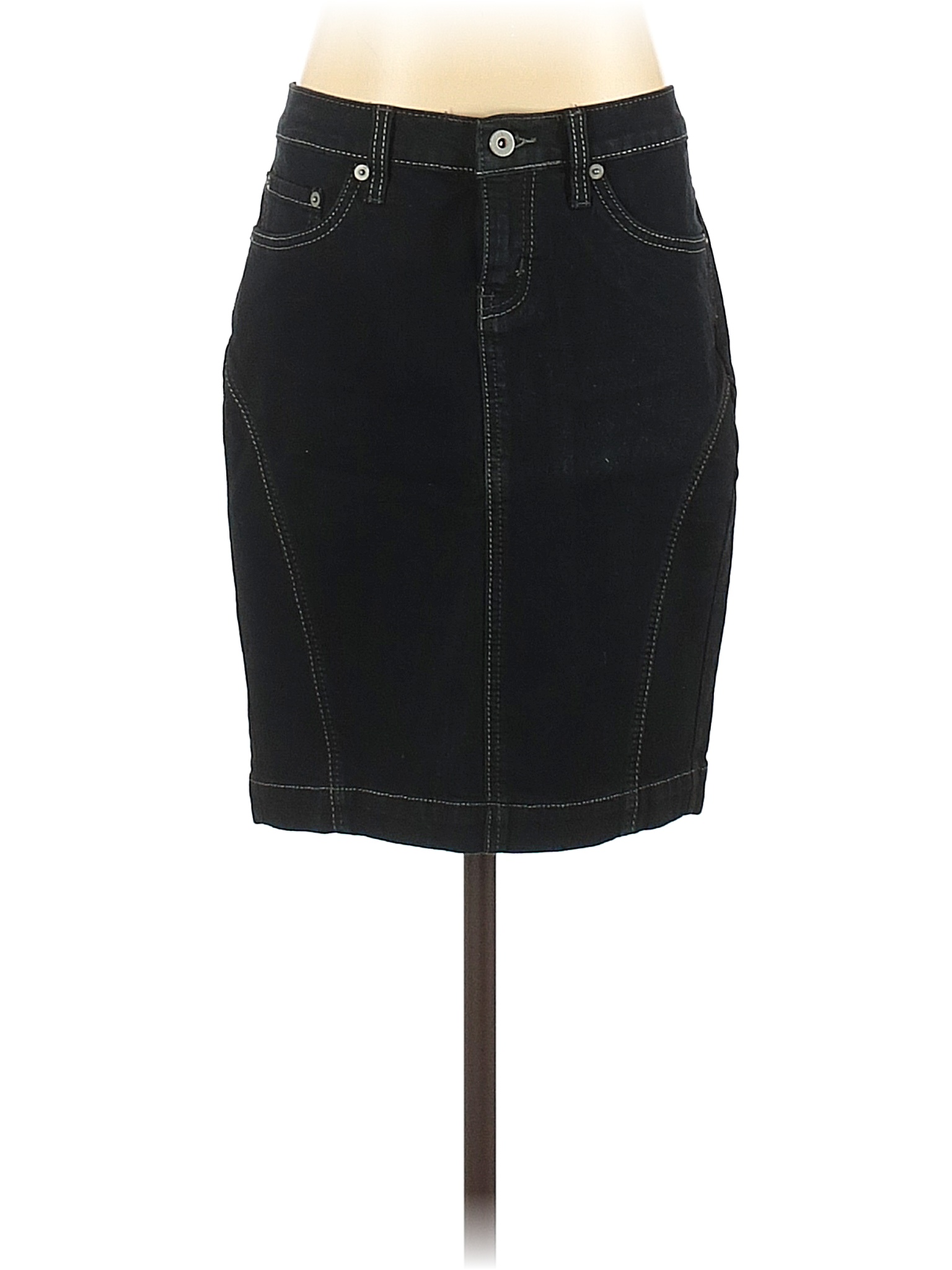 X2 Solid Black Denim Skirt Size 2 81 off thredUP
