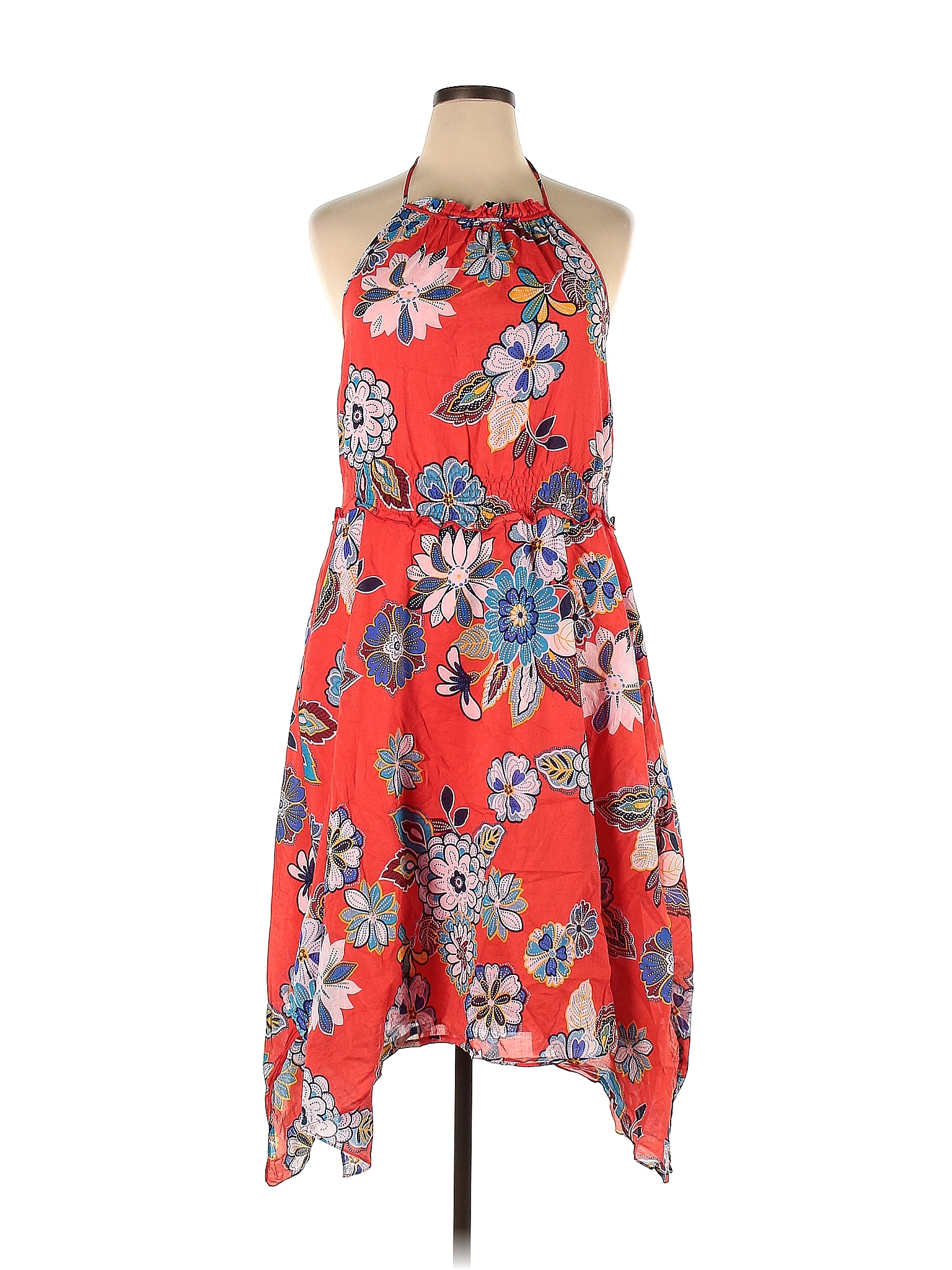 Josie Floral Colored Red Floral Halter Hankerchief Dress Size Xl 77 Off Thredup