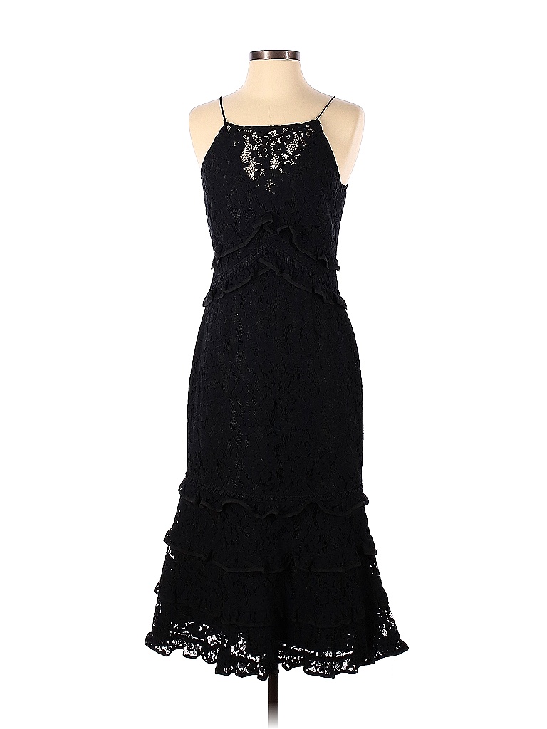 Keepsake Solid Black Black Catch Me Lace Midi Dress Size S 83 off