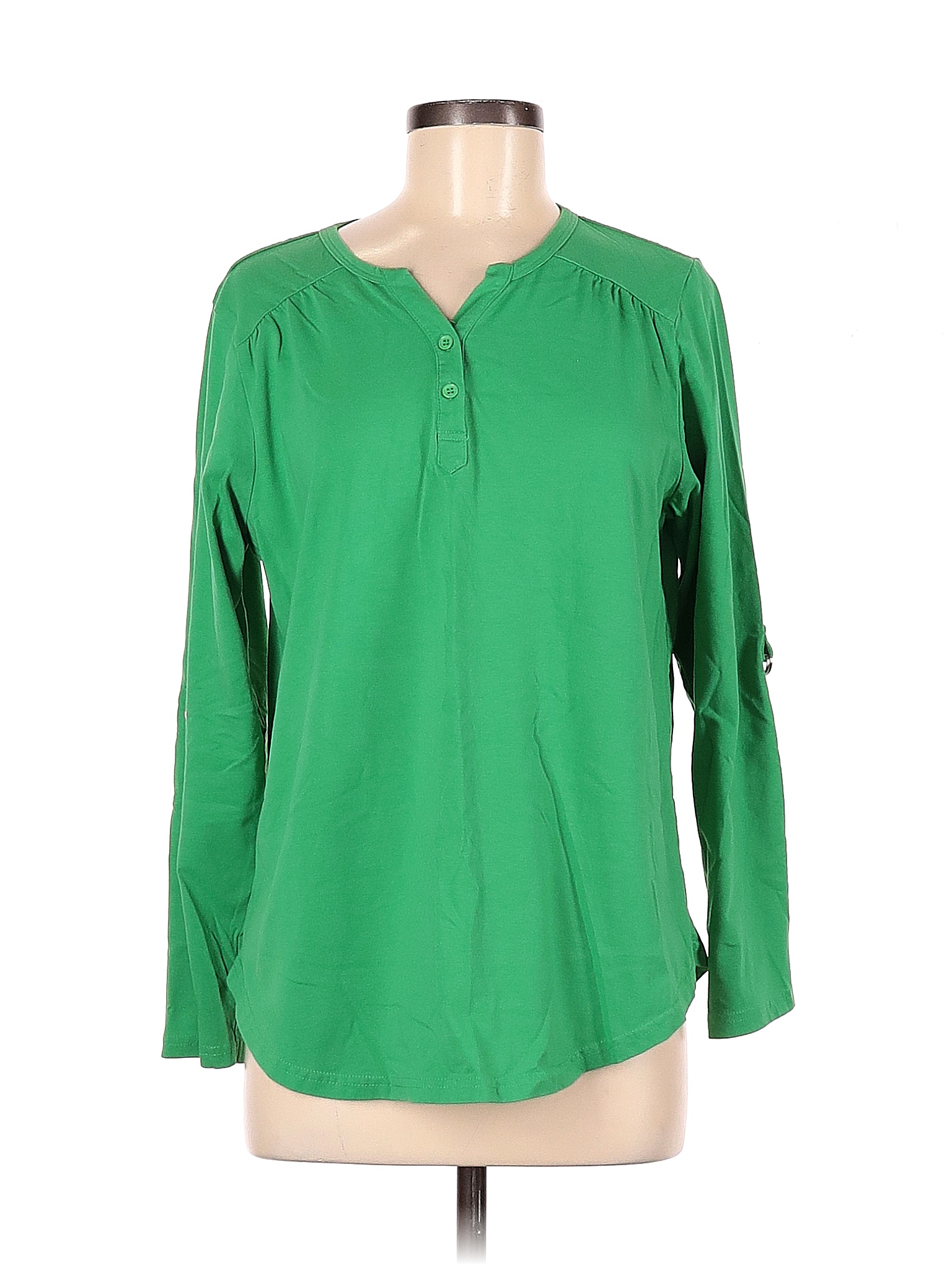 Anthony Richards Solid Colored Green Long Sleeve Henley Size M - 64% ...