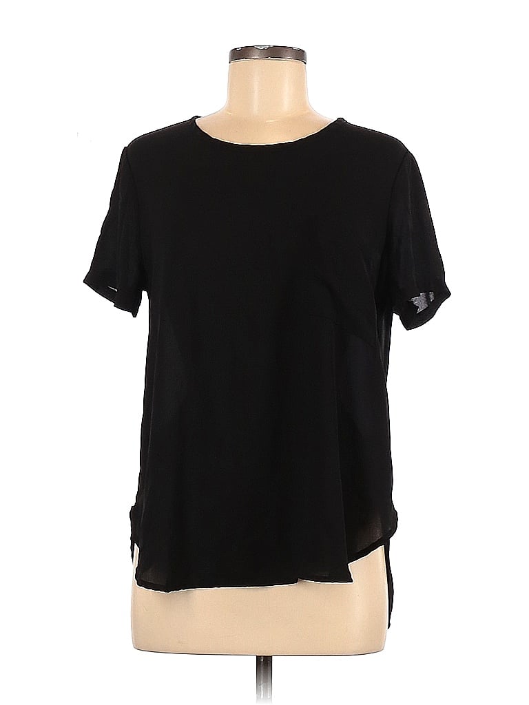 Lush 100% Polyester Black Short Sleeve Blouse Size M - photo 1