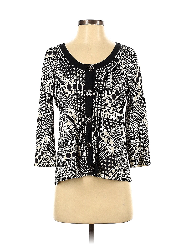 Cable & Gauge Color Block Multi Color Black Silk Cardigan Size S - 77% ...