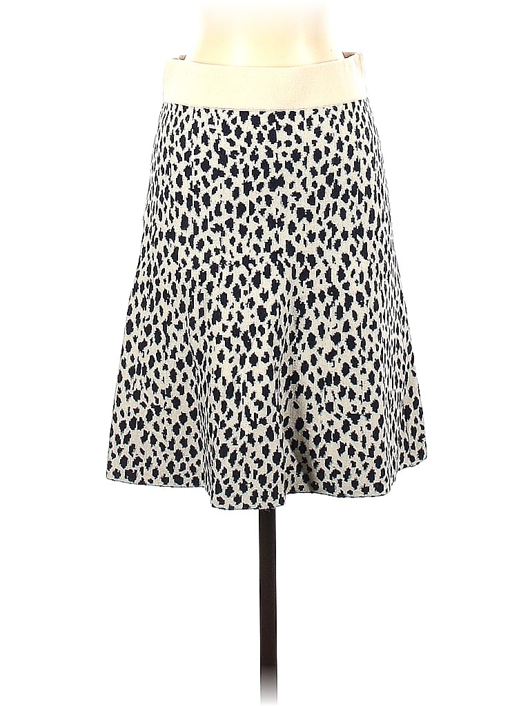 Ann Taylor Animal Print Leopard Print Tortoise Hearts Graphic Polka Dots Ivory Casual Skirt Size S (Petite) - photo 1