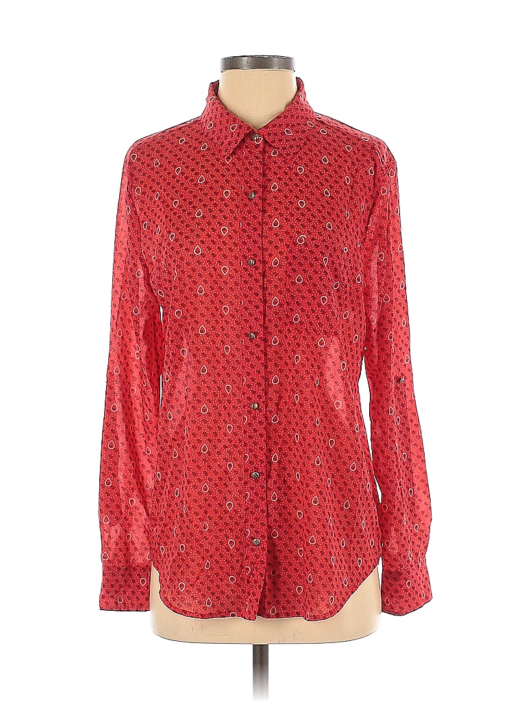 Forever 21 Polka Dots Damask Hearts Brocade Red Long Sleeve Blouse Size M - photo 1