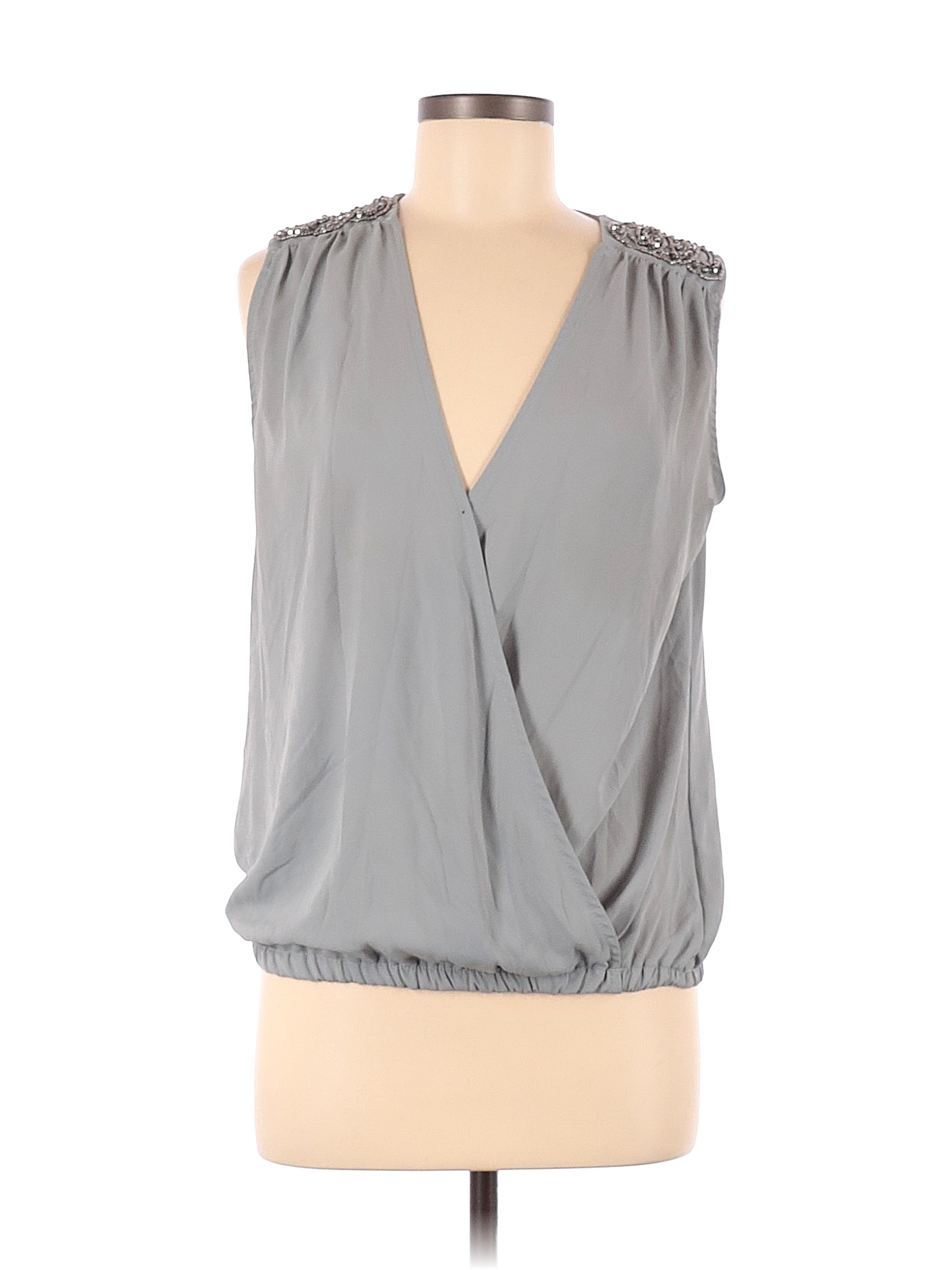 Mandee 100% Polyester Solid Gray Sleeveless Blouse Size M - 71% off ...