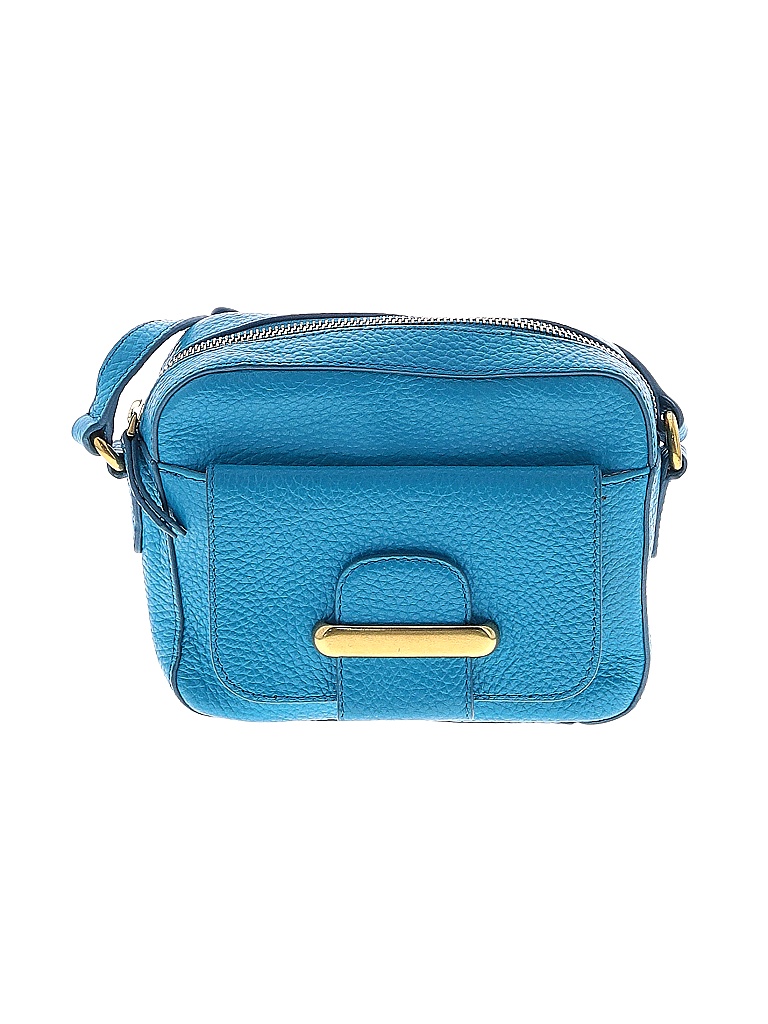 Fossil Blue Leather Crossbody Bag One Size 71 off thredUP