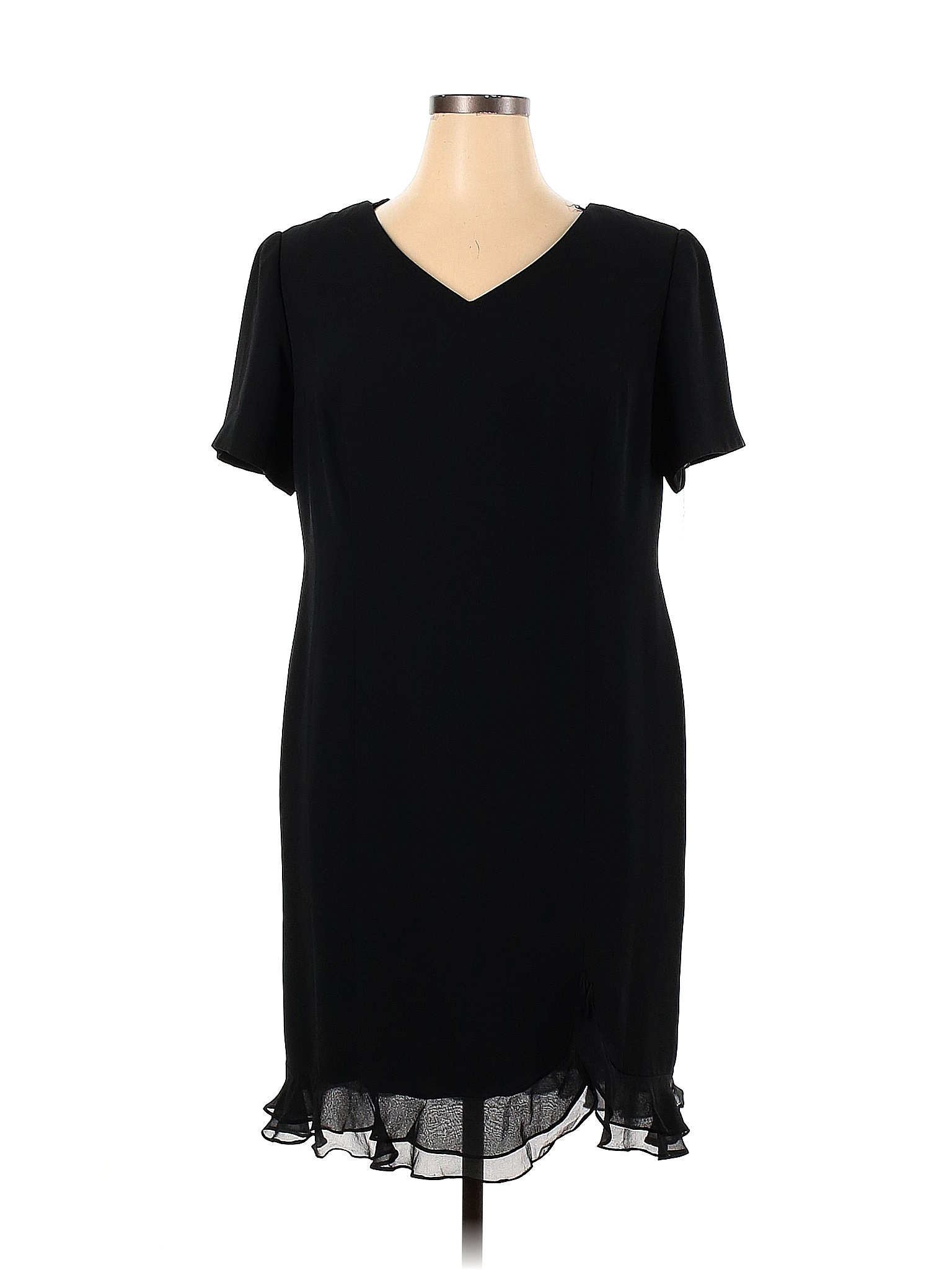 Maggy London 100% Polyester Solid Black Casual Dress Size 16 (Petite ...